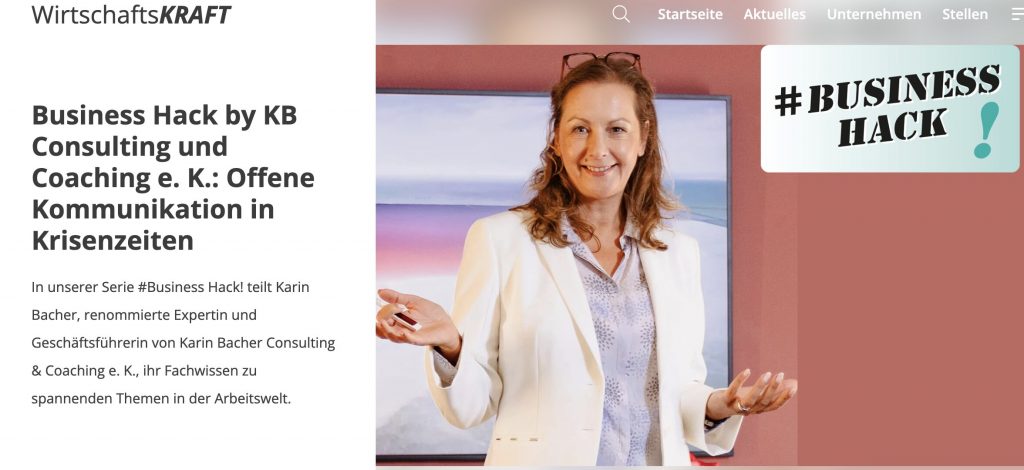 Business Hack Karin Bacher: Offene Kommunikation in Krisenzeiten