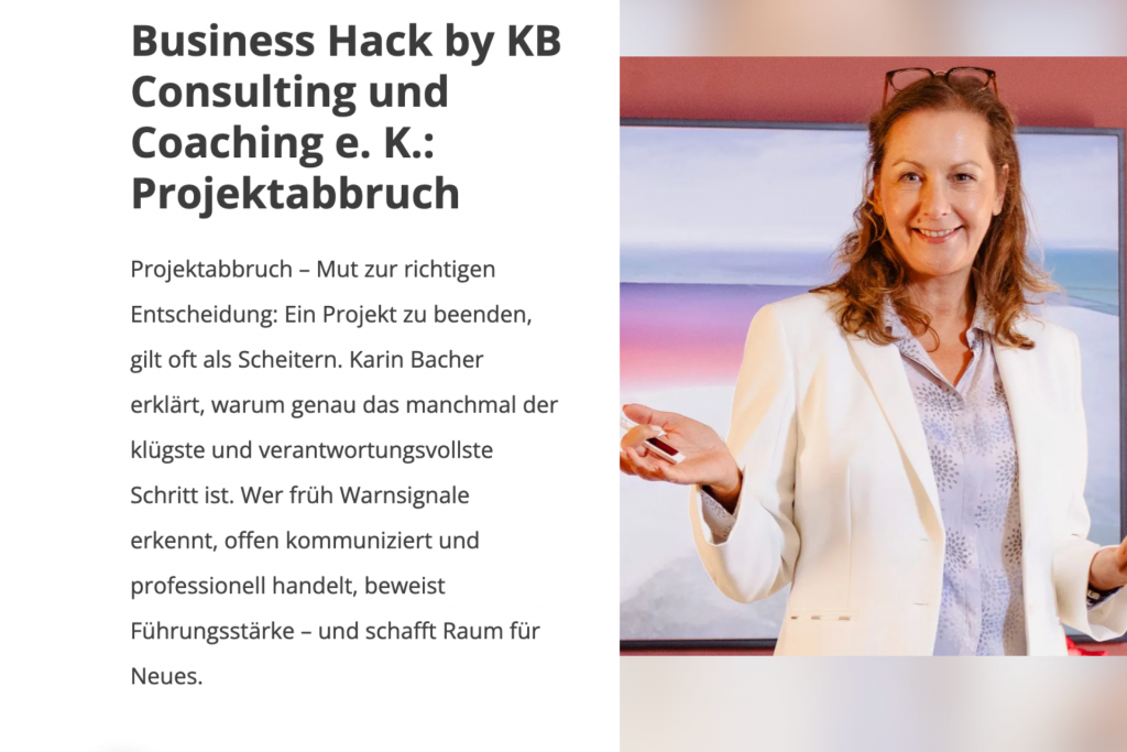 Business Hack im November zum Thema Projektabbruch.